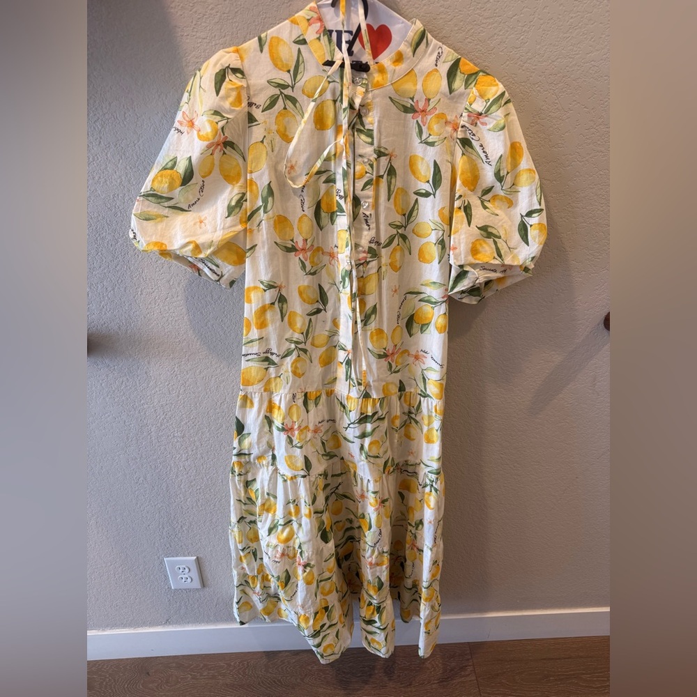 H&M Lemon Patterned Midi Dress
